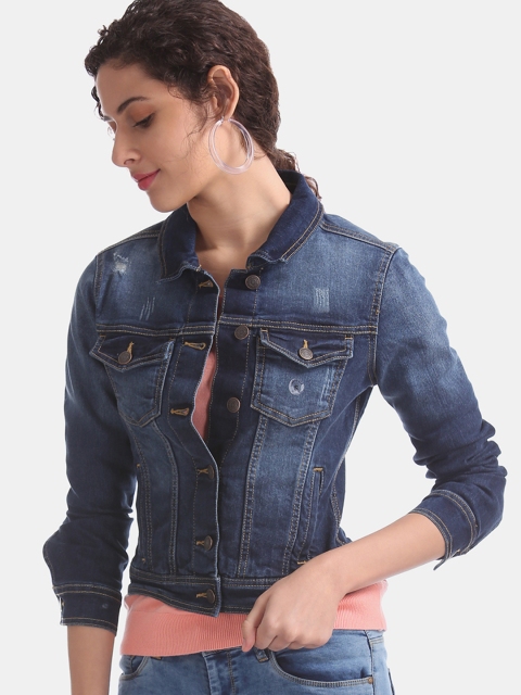 

Aeropostale Women Blue Solid Denim Jacket