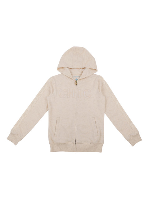 

Pantaloons Junior Girls Beige Printed Hooded Sweatshirt