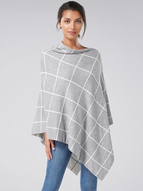 

Forever New Women Grey Checked Ella Reversible Poncho