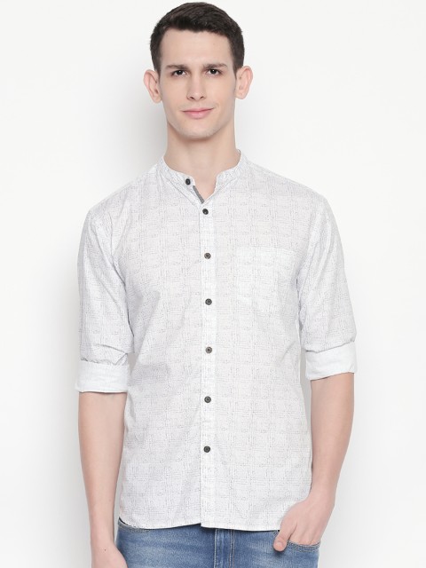 

BYFORD by Pantaloons Men Cream-Coloured Slim Fit Checked Casual Shirt
