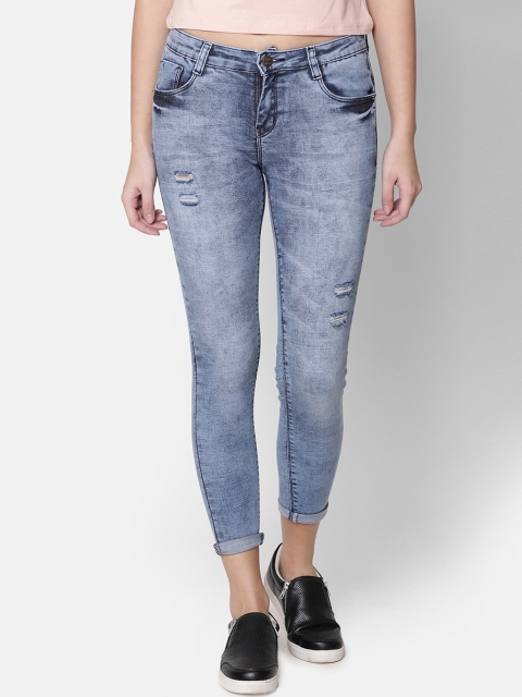 

ZHEIA Women Blue Skinny Fit Mid-Rise Mildly Distressed Stretchable Jeans