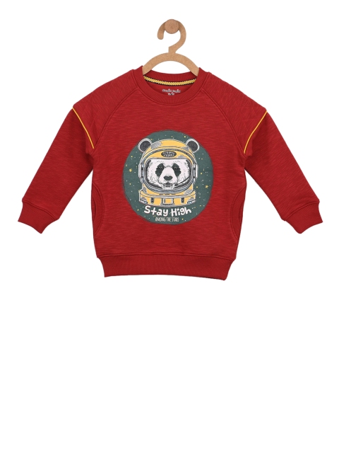 

Stupid Cupid Boys Maroon & Blue Printed Sweatshirt