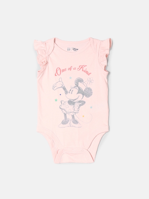 

GAP Boys Pink Baby Ruffle Sleeve Minnie Mouse Graphic Bodysuit