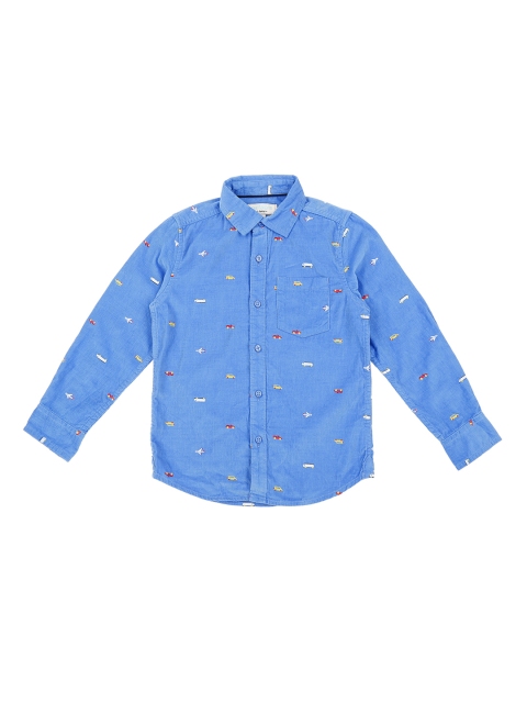 

Pantaloons Junior Boys Blue & Red Regular Fit Printed Casual Shirt