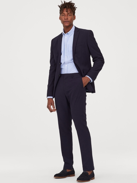 

H&M Men Blue Suit Trousers Slim Fit