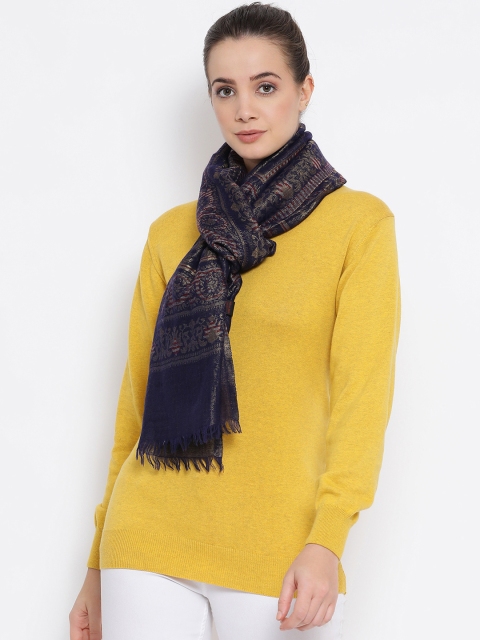 

SHINGORA Women Navy Blue Woven Design Stole