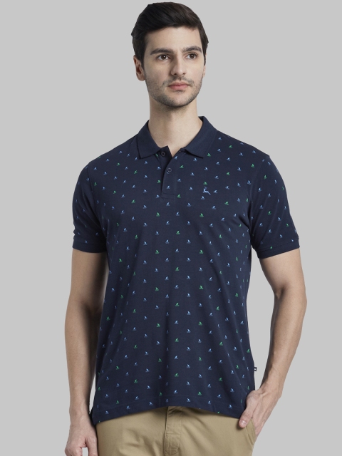 

Parx Men Navy Blue Printed Polo Collar T-shirt