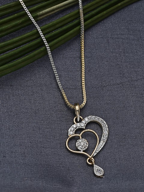 

ZeroKaata Gold-Plated American Diamond Studded Handcrafted Pendant with Chain
