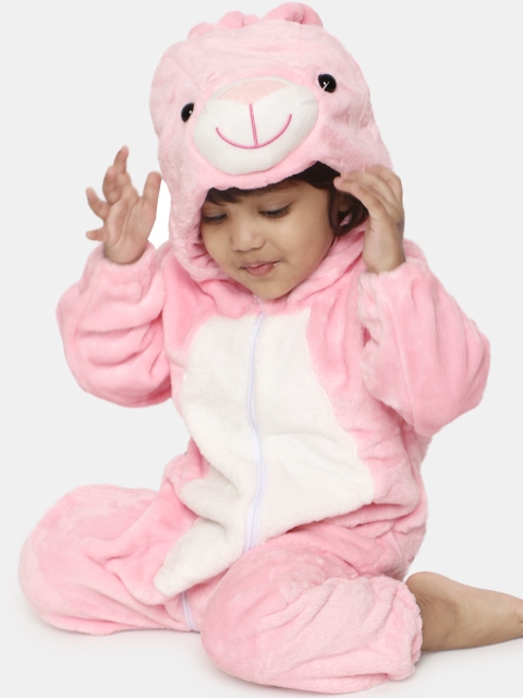 

PASSION PETALS Girls Pink Solid Rabbit Jumpsuit