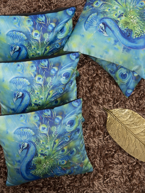 

HOUZZCODE Blue Set of 5 Abstract Square Cushion Covers