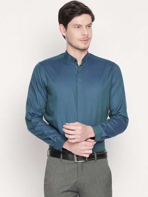 

RICHARD PARKER by Pantaloons Men Teal Blue Slim Fit Solid Party Shirt