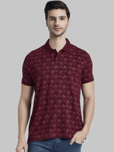 

Parx Men Maroon Printed Polo Collar T-shirt