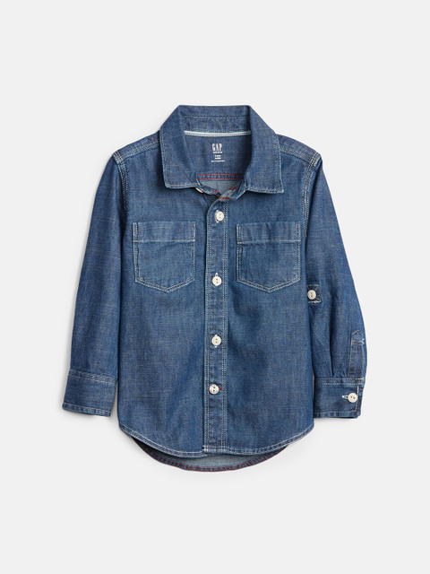 

GAP Boys Blue Regular Fit Faded Denim Convertible Shirt