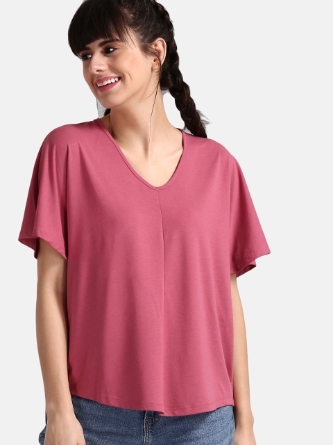 

GAP Women Pink Solid High-Low Top