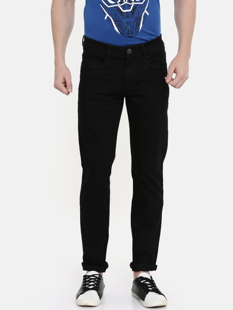 

IMYOUNG Men Black Slim Fit Mid-Rise Clean Look Stretchable Jeans