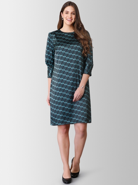 

FableStreet Women Teal Green Printed Sheath Dress
