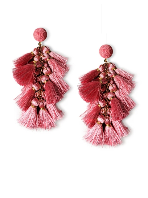 

Foxy Sperks Pink Feather Shaped Drop Earrings