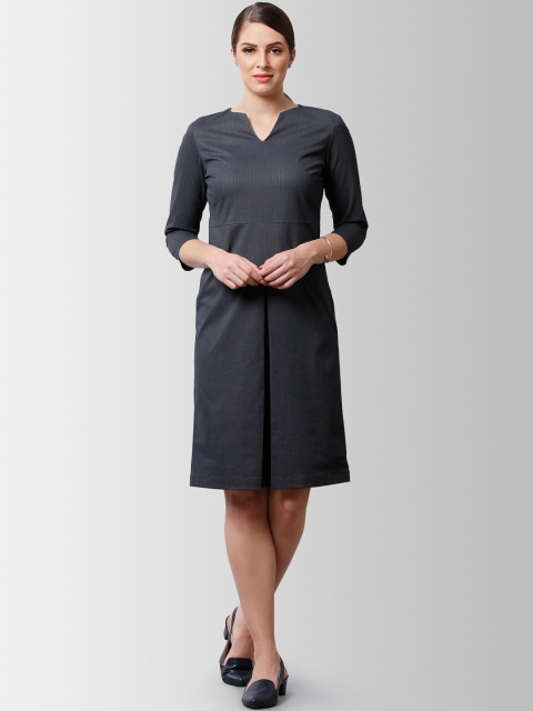 

FableStreet Women Grey Self Design Sheath Dress