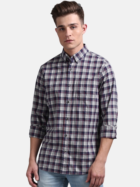 

GAP Grey & Blue Pattern Oxford Shirt In Stretch