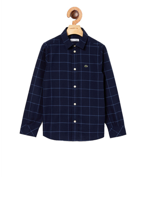 

Lacoste Boys Blue & Navy Blue Regular Fit Checked Casual Shirt