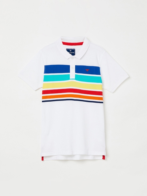 

Fame Forever by Lifestyle Boys White Striped Polo Collar T-shirt