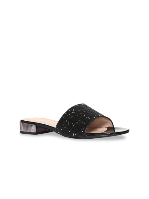 

Stride Women Black Embellished Open Toe Flats