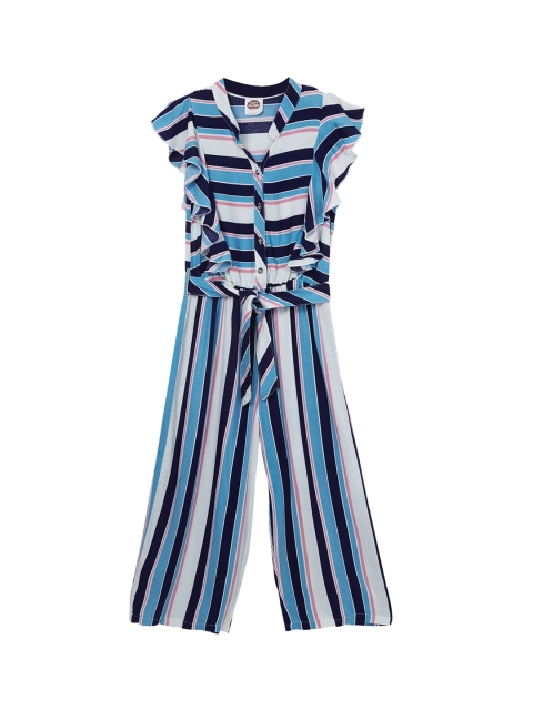 

Cub McPaws Girls Blue & White Striped Basic Jumpsuit