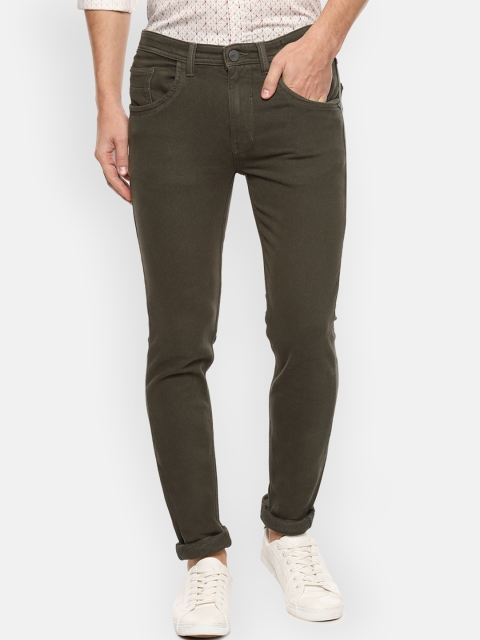 

V Dot Men Olive Green Skinny Fit Mid-Rise Clean Look Stretchable Jeans