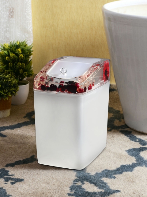 

OBSESSIONS White & Red Solid Table-Top Waste Bin