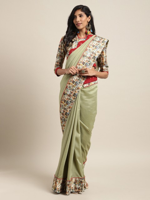 

Mitera Green Embellished Poly Silk Saree