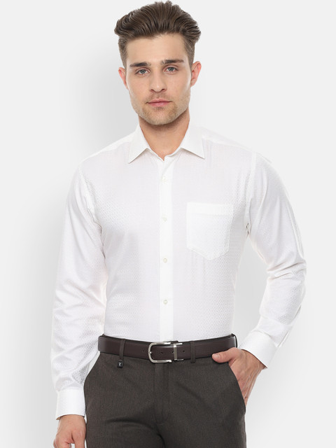 

Van Heusen Men Off-White Regular Fit Self Design Formal Shirt
