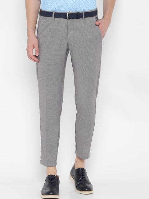 

Allen Solly Men Grey & Black Slim Fit Printed Regular Trousers