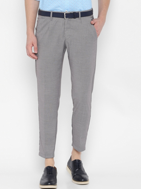 

Allen Solly Men Grey & Black Slim Fit Printed Regular Trousers