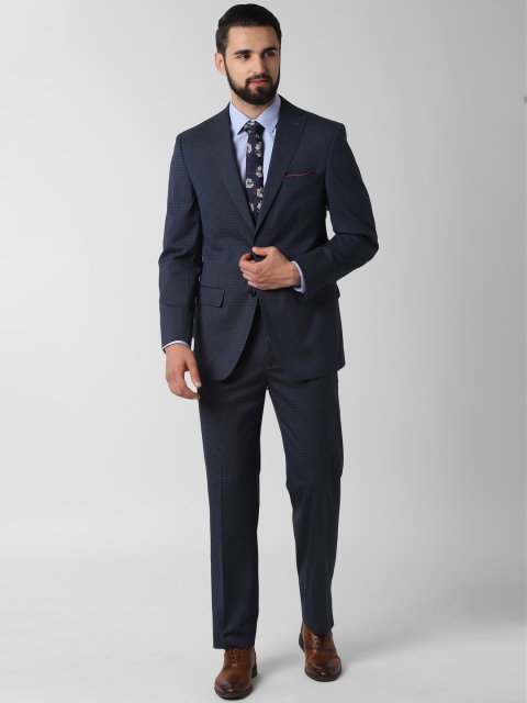 

Peter England Men Navy Blue Checked Single-Breasted Slim Fit Formal Suit
