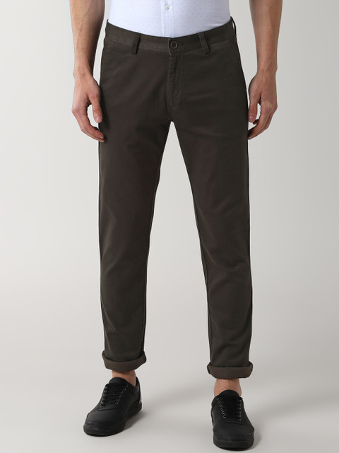 

Peter England Casuals Men Brown Slim Fit Solid Regular Trousers