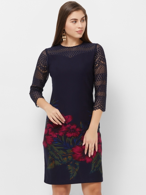 

Soie Women Blue Printed Sheath Dress