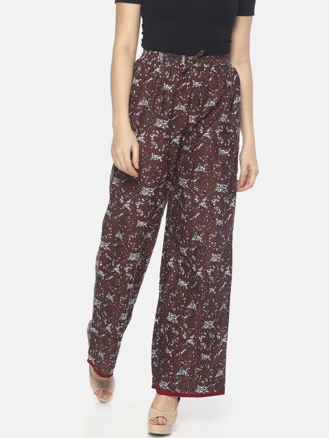 

Mytri Women Brown Printed Straight Palazzos