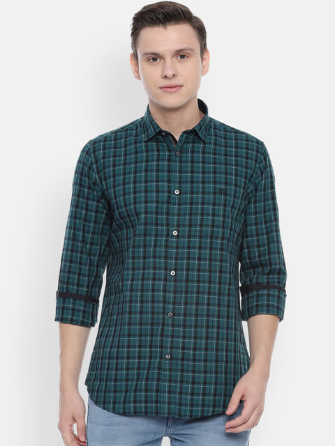 

Van Heusen Sport Men Green Slim Fit Checked Casual Shirt