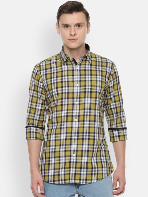 

Van Heusen Sport Men Olive Green & White Slim Fit Checked Casual Shirt