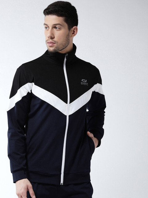 

Masch Sports Men Navy Blue Colourblocked Lightweight Sporty Jacket