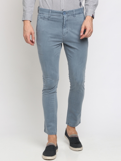 Breakbounce Men Blue Skinny Fit Solid Regular Trousers