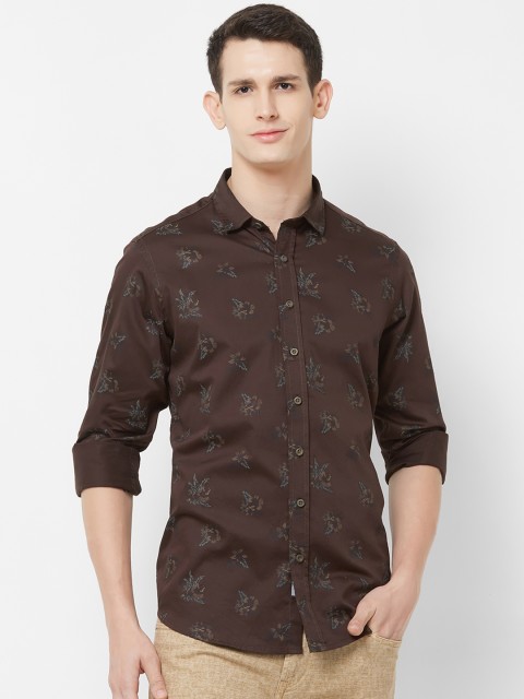 

EVOQ Men Brown & Grey Regular Fit Floral Printed Casual Shirt