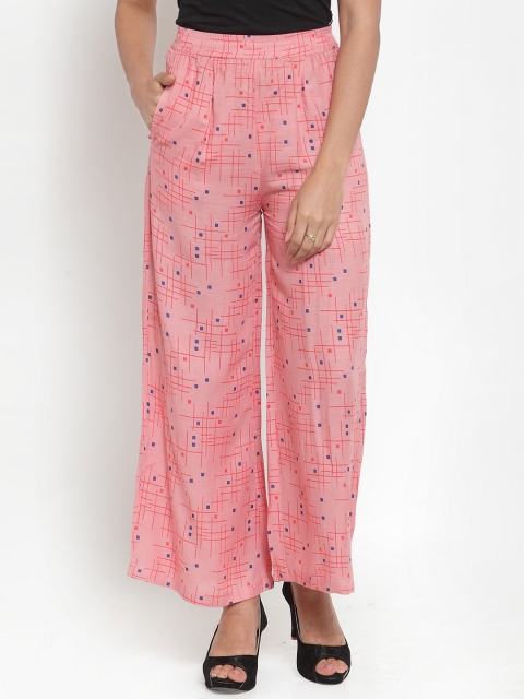 

Indibelle Women Pink Printed Straight Palazzos