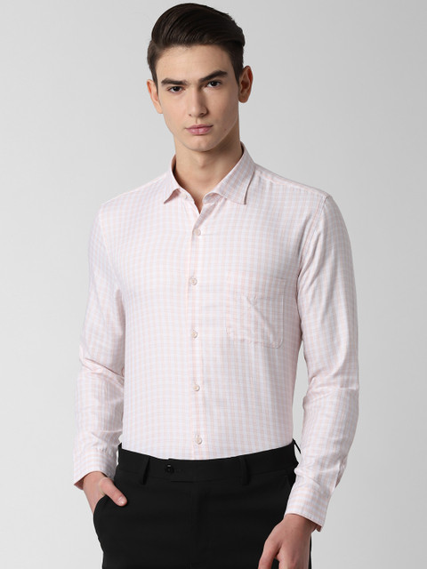 

Peter England Men White Slim Fit Checked Formal Shirt