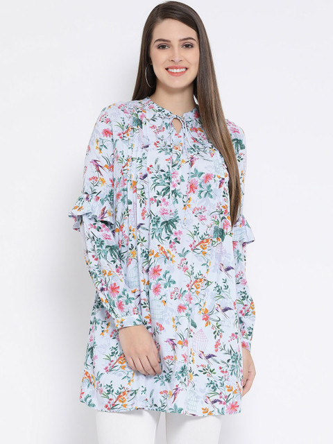 

Oxolloxo Women Blue & Green Printed Tunic