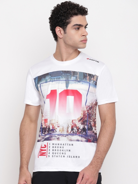 

Lotto Men White Printed Round Neck T-shirt