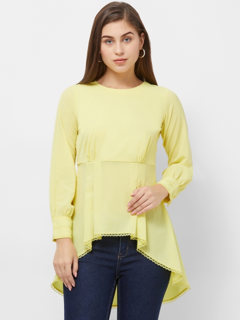 

Soie Women Lime Green Solid High-Low Top