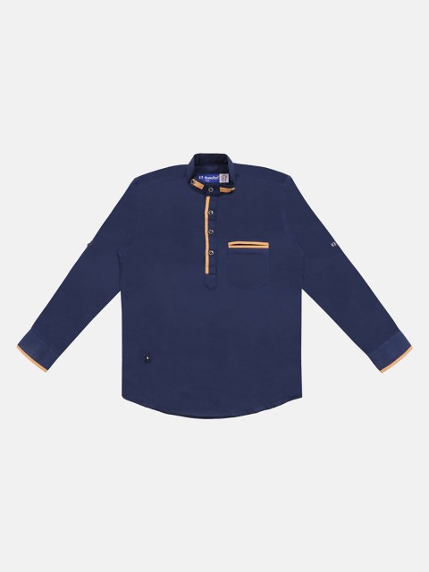 

Lil Tomatoes Boys Navy Blue Regular Fit Solid Casual Shirt