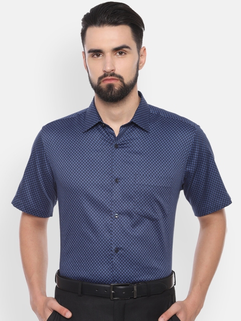 

Van Heusen Men Navy Blue Regular Fit Printed Formal Shirt
