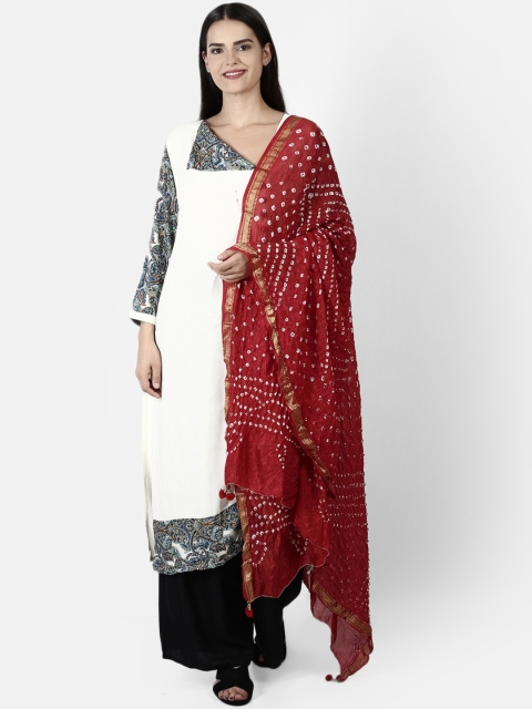 

amraoo Maroon & White Printed Dupatta
